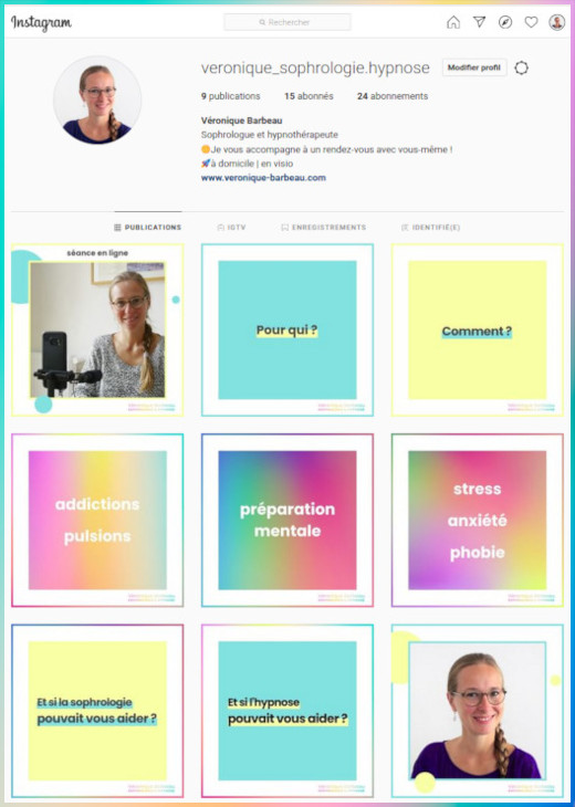 Véronique Barbeau Sophrologie & Hypnose - Lancement de mon compte Instagram